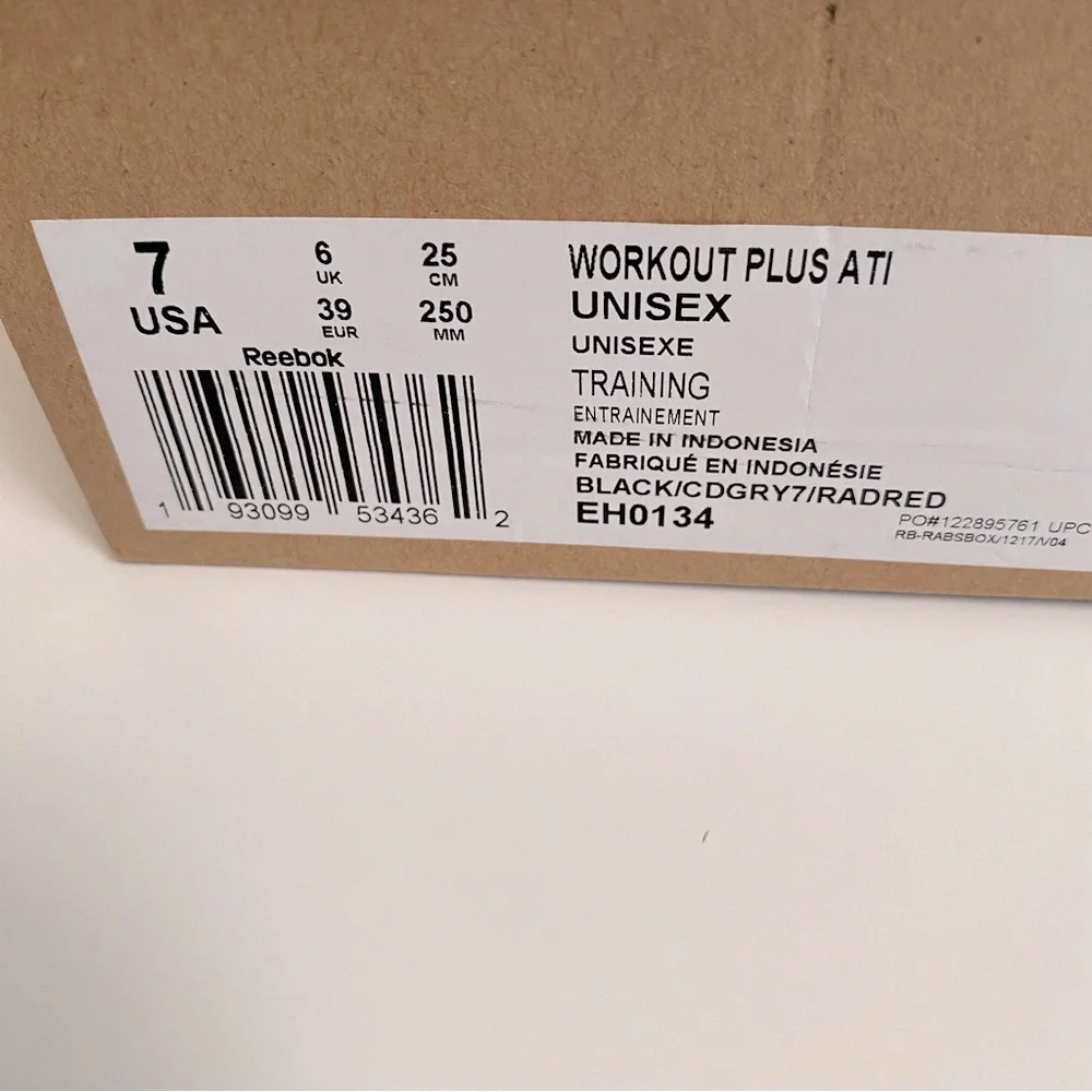 NWOT Reebok Workout‎ Plus ATI Radiant Red Sneakers US Size 7/EUR 39 Unisex
